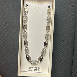 Christian Siriano Silver and Glass Stone Crystal Necklace